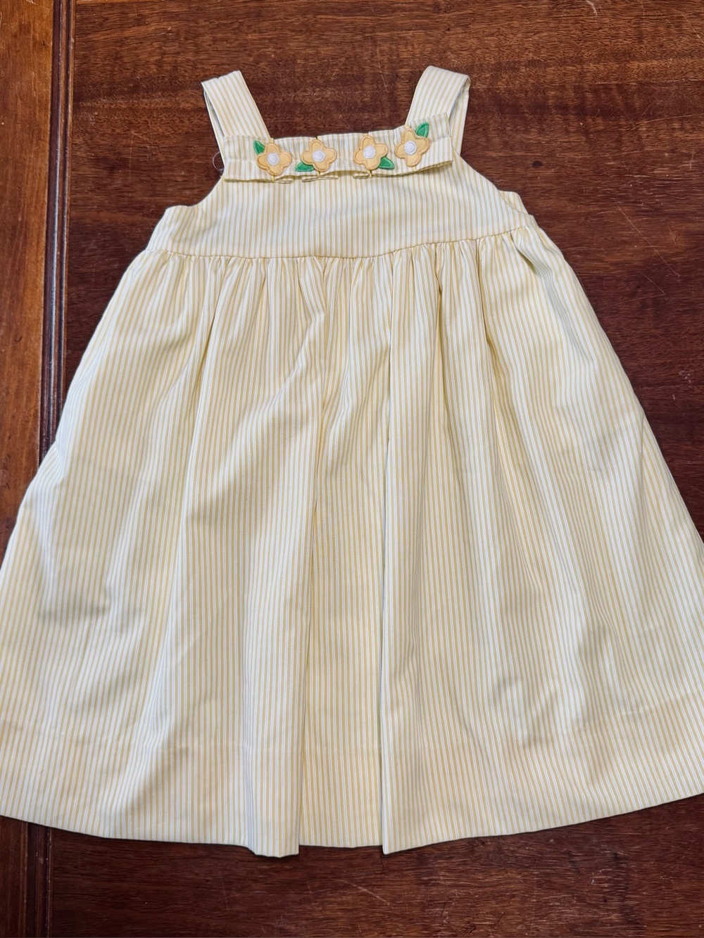 Florence Eiseman Yellow and White Striped Sundress with Floral Yoke